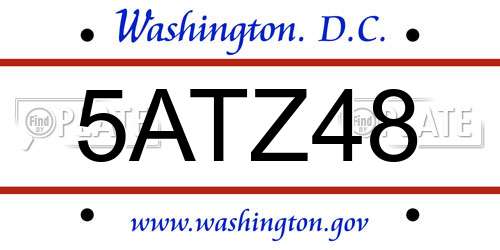 5ATZ48 District Of Columbia License Plate