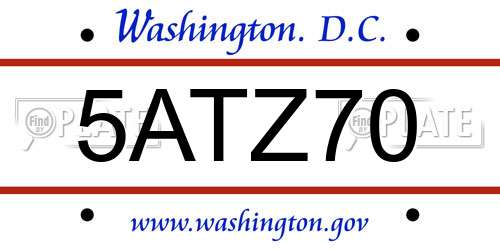 5ATZ70 District Of Columbia License Plate