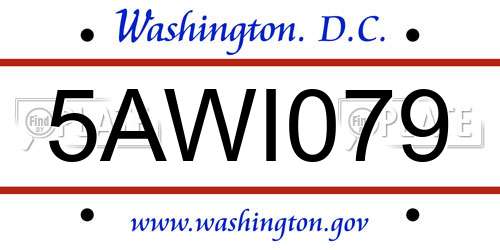 5AWI079 District Of Columbia License Plate