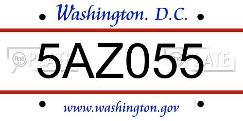 5AZ055 District Of Columbia License Plate