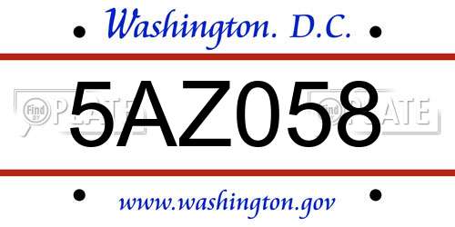 5AZ058 District Of Columbia License Plate