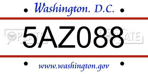 5AZ088 District Of Columbia License Plate