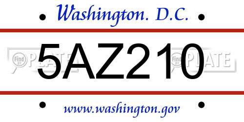5AZ210 District Of Columbia License Plate