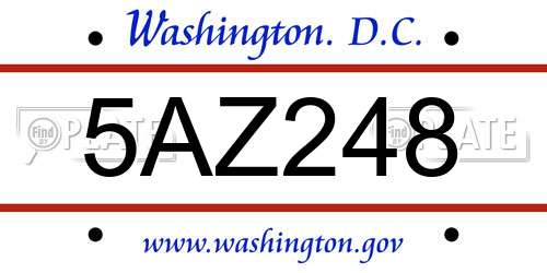 5AZ248 District Of Columbia License Plate