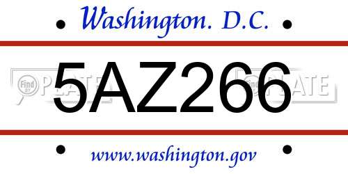 5AZ266 District Of Columbia License Plate