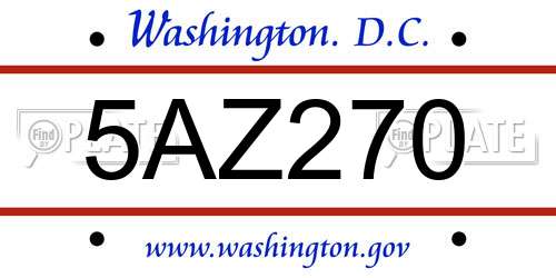5AZ270 District Of Columbia License Plate