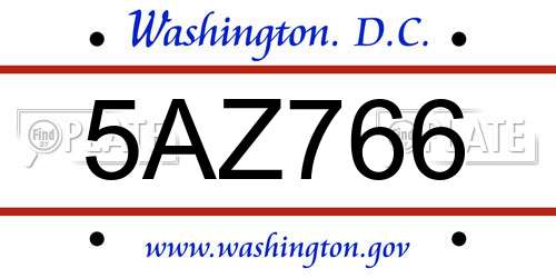 5AZ766 District Of Columbia License Plate