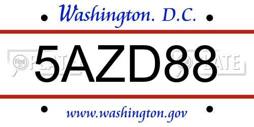 5AZD88 District Of Columbia License Plate