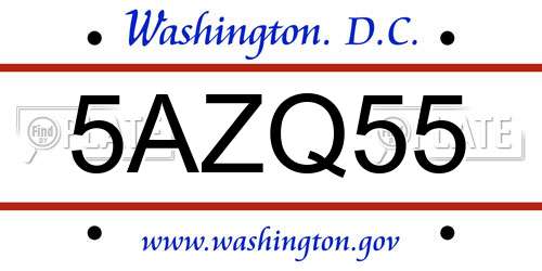 5AZQ55 District Of Columbia License Plate