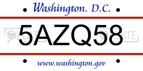 5AZQ58 District Of Columbia License Plate