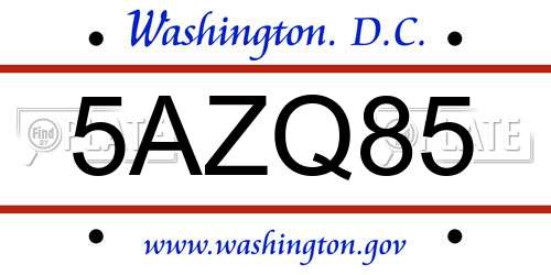 5AZQ85 District Of Columbia License Plate