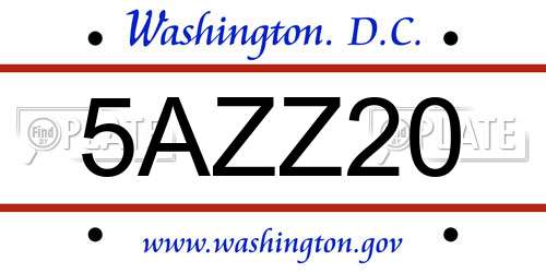 5AZZ20 District Of Columbia License Plate
