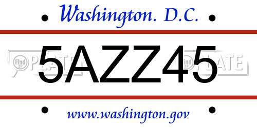 5AZZ45 District Of Columbia License Plate