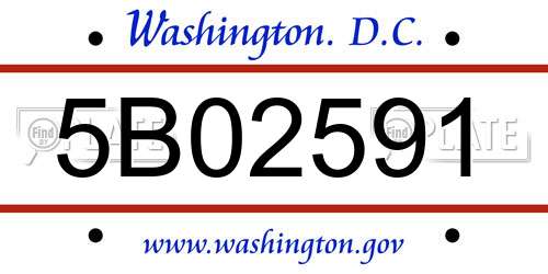 5B02591 District Of Columbia License Plate