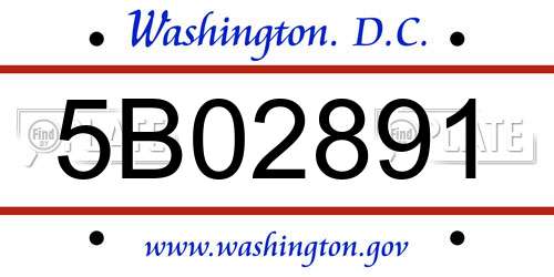 5B02891 District Of Columbia License Plate