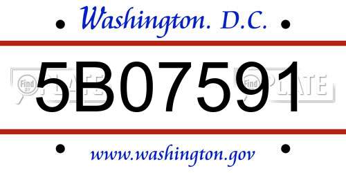5B07591 District Of Columbia License Plate