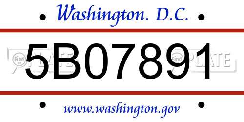 5B07891 District Of Columbia License Plate
