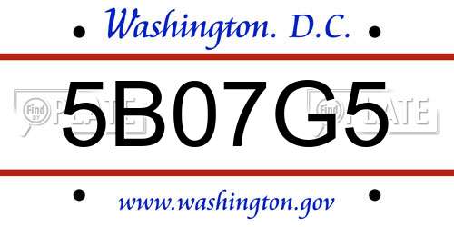 5B07G5 District Of Columbia License Plate