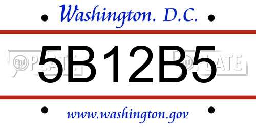 5B12B5 District Of Columbia License Plate