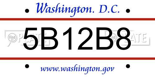 5B12B8 District Of Columbia License Plate