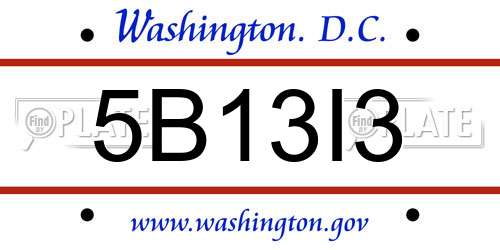 5B13I3 District Of Columbia License Plate