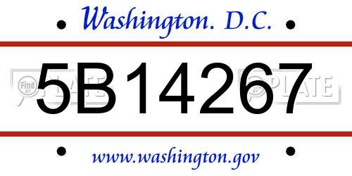 5B14267 District Of Columbia License Plate