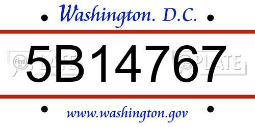 5B14767 District Of Columbia License Plate