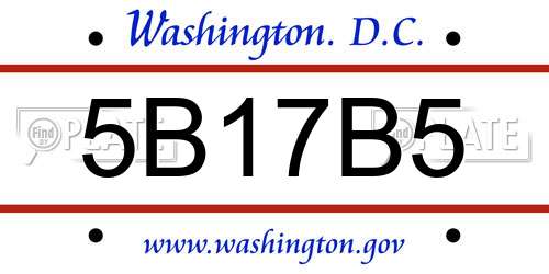 5B17B5 District Of Columbia License Plate