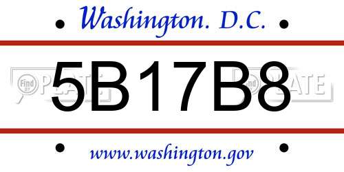 5B17B8 District Of Columbia License Plate
