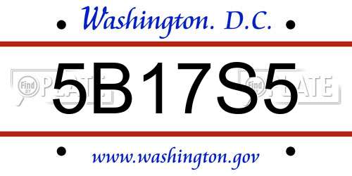 5B17S5 District Of Columbia License Plate