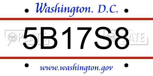5B17S8 District Of Columbia License Plate