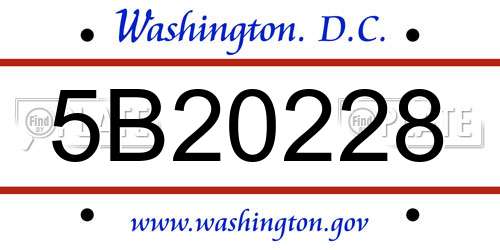 5B20228 District Of Columbia License Plate