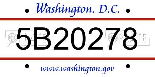 5B20278 District Of Columbia License Plate