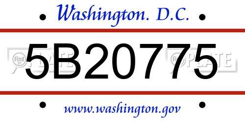 5B20775 District Of Columbia License Plate