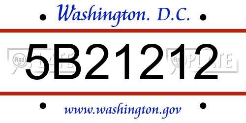 5B21212 District Of Columbia License Plate