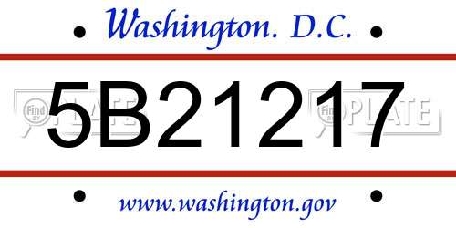 5B21217 District Of Columbia License Plate