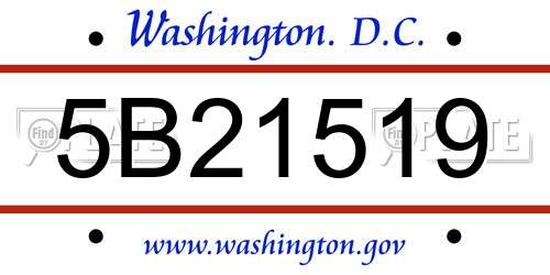5B21519 District Of Columbia License Plate