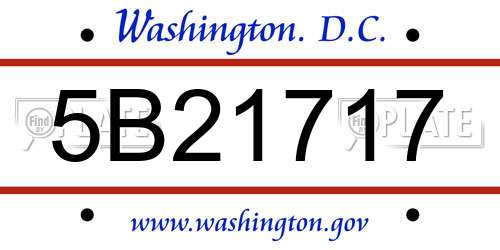 5B21717 District Of Columbia License Plate