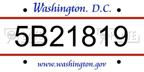 5B21819 District Of Columbia License Plate