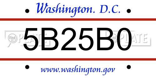 5B25B0 District Of Columbia License Plate