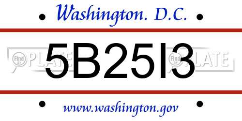 5B25I3 District Of Columbia License Plate