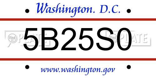 5B25S0 District Of Columbia License Plate