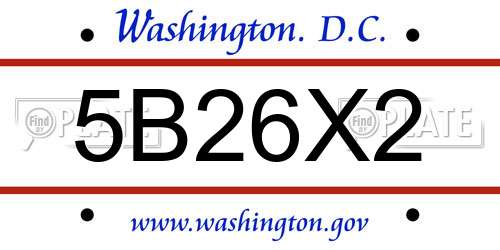 5B26X2 District Of Columbia License Plate