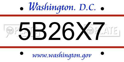 5B26X7 District Of Columbia License Plate