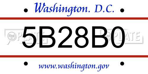 5B28B0 District Of Columbia License Plate