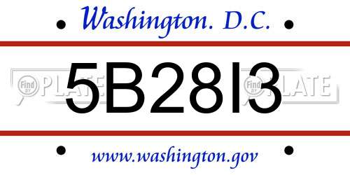 5B28I3 District Of Columbia License Plate