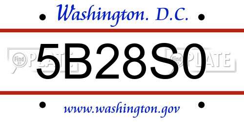 5B28S0 District Of Columbia License Plate