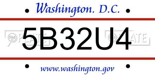 5B32U4 District Of Columbia License Plate