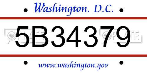 5B34379 District Of Columbia License Plate