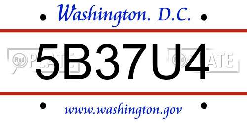 5B37U4 District Of Columbia License Plate